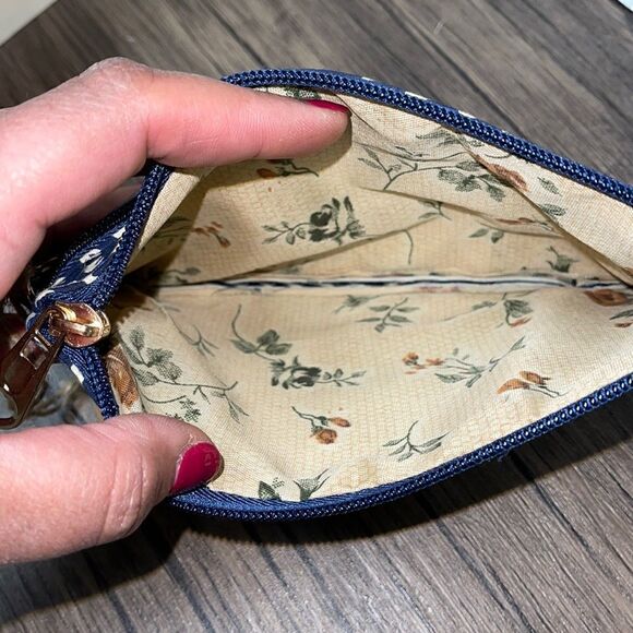 Leather Craft boho block printed fabric wristlet - Picture 3 of 7